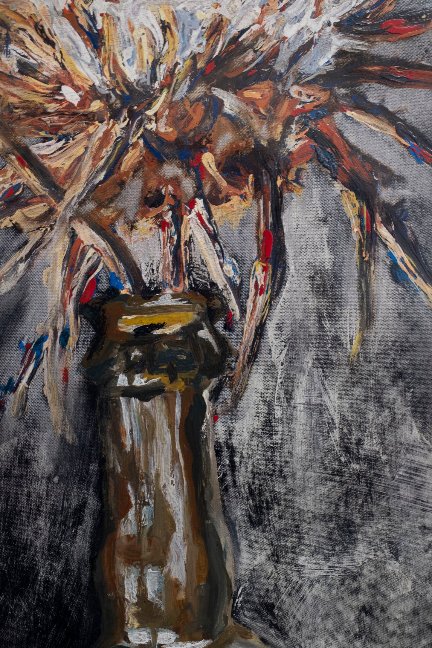 Bottle with thistle and carnations