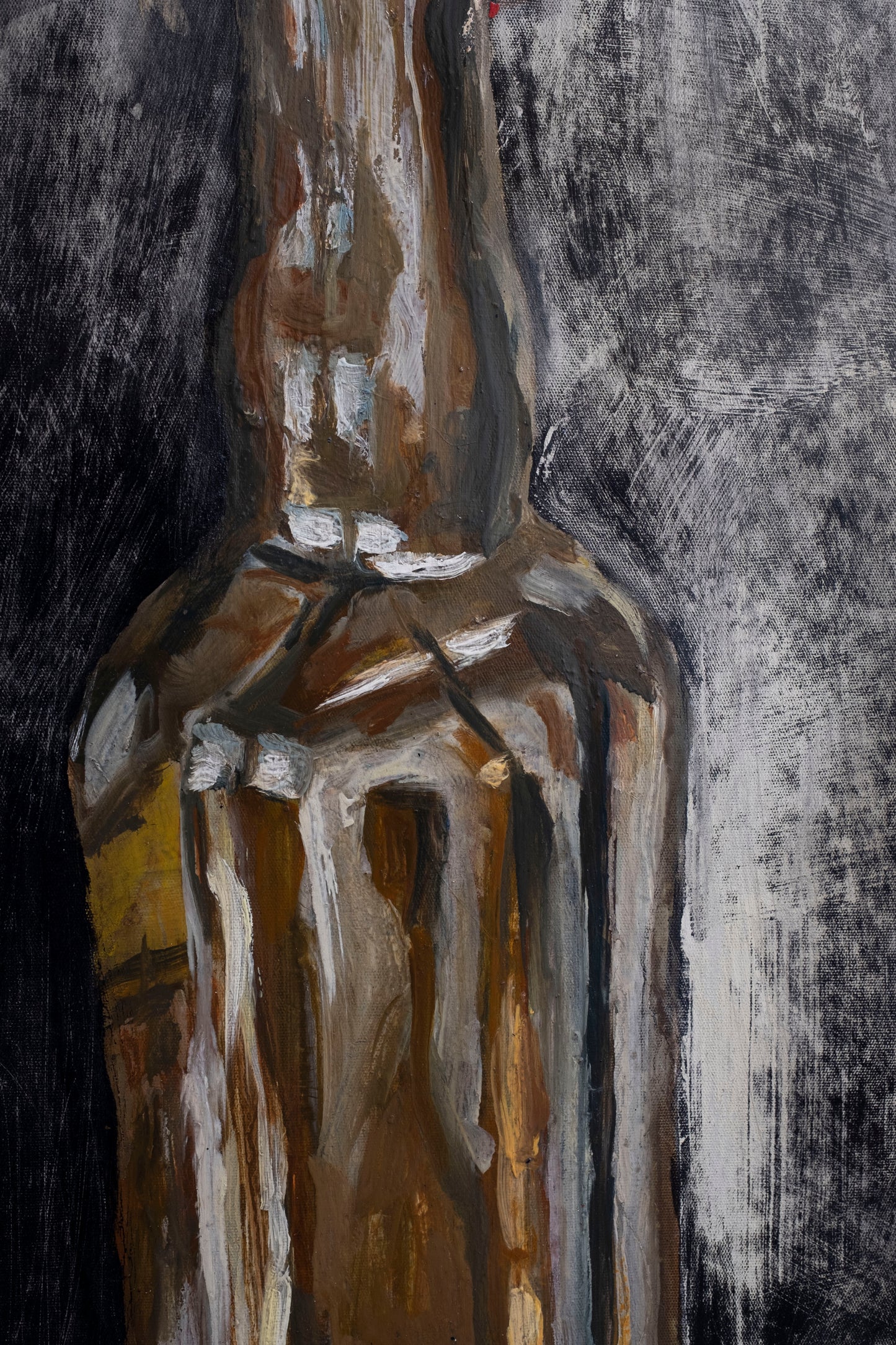 Bottle with thistle and carnations