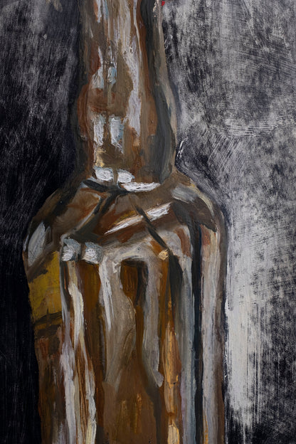 Bottle with thistle and carnations